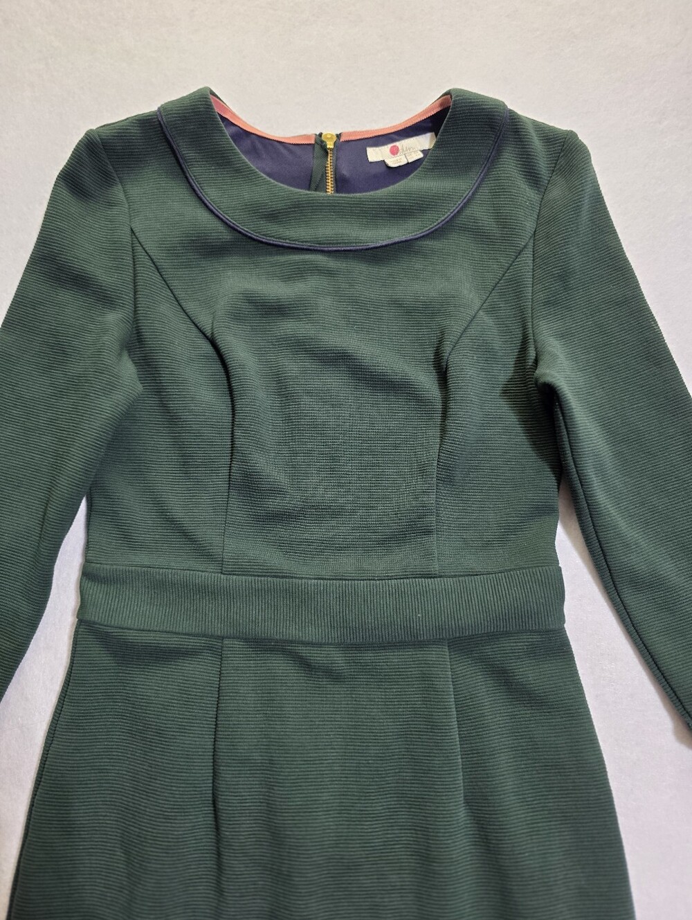 BODEN DARK GREEN TEXTURED PONTE MIDI SHEATH DRESS SZ US 4R - Picture 3 of 13